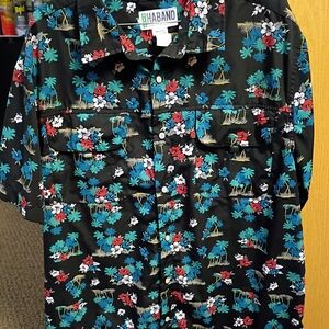 Haband Men's Floral Button-Up Shirt - Black, Red, Blue